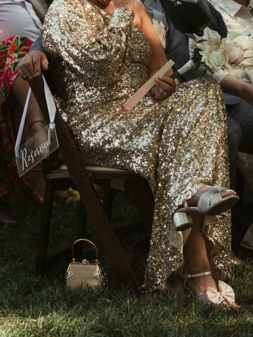 Mac Duggal Gold One-Shoulder Sequin Trumpet Gown - Picture 3 of 7